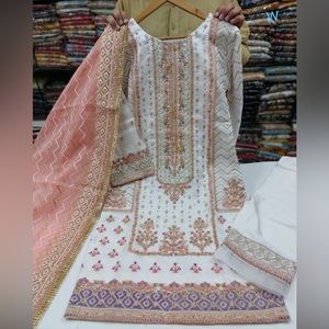 Fancy Beautiful Hand Work Shalwar Kameez Suit Heavy Zari Work Party Wedd…